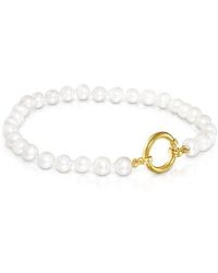 Tous - Gold Hold Bracelet With Pearls - Lyst
