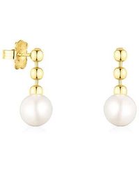 Tous - Short Silver Vermeil Gloss Ball Earrings With Pearl - Lyst