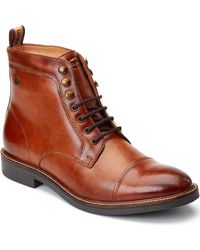 Base London - Plymouth Leather Burnt Ankle Boots - Lyst