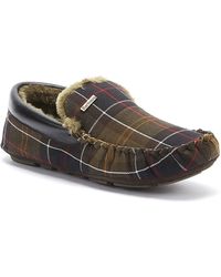Barbour Monty Tartan Mens Classic Brown Moccasin Slippers