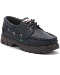 Kickers Lennon Mens Navy Leather Boat Shoes - Blue