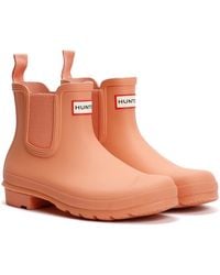 HUNTER - Original Chelsea Rubber Terracota Wellington Boots - Lyst