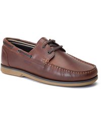 Base London - Stern Leather Burnt Boat Shoes - Lyst