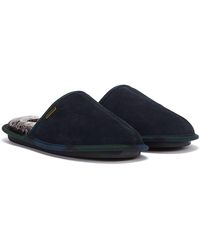 Barbour - Young Suede Pantoufles Marines - Lyst