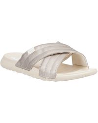 HEYDUDE - Christi Slide Distressed Synthetic Metallic Sandals - Lyst