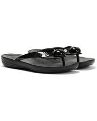 Fitflop - Iqushion Glossy-Button Flip-Flops - Lyst