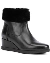Geox - Anylla 80% Leather Bovine Nappa-20% Leather Real Fur Women's Black Boots - Lyst