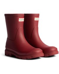 HUNTER - Downpour Short Rubber Merlot Wellington Boots - Lyst