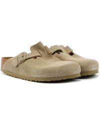 Birkenstock - Boston Suede Faded Khaki Clogs - Lyst