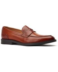 Base London - Kennedy Leather Burnt Slip-On Shoes - Lyst