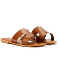 TOWER London - Tower London Cut Out Leather Tan Mules - Lyst