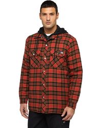 Dickies - Fleece Hooded Flannel Shirt Jacket Cotton - Lyst