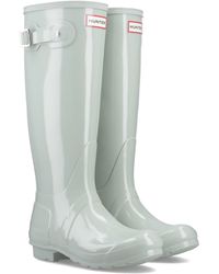 HUNTER - Original Tall Gloss Rubber Sea Foam Wellington Boots - Lyst