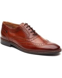 Base London - Clarence Brogue Leather Burnt Brogues Shoes - Lyst