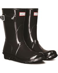 HUNTER - Original Short Gloss Botas De Agua Negras Para Mujer - Lyst