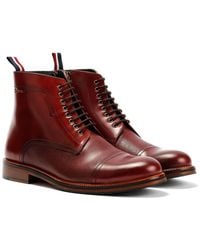 Ben Sherman - Harrington Brush Off Leather Burgundy Boots - Lyst