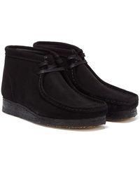 Clarks Wallabee Suede Boots - Black