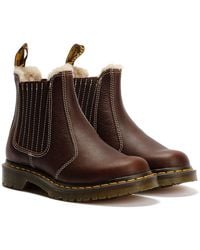 Dr. Martens - 2976 Leonore Ii Faux Grizzly Leder Chelsea Stiefel Mit Kunstfellfutter Schuhe - Lyst