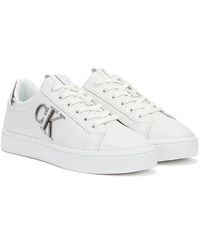 Calvin Klein Clariss Lace Up Logo Sneaker in White - Lyst