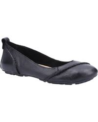 Hush Puppies - Janessa Leren Zwarte Platte Schoenen Voor - Lyst