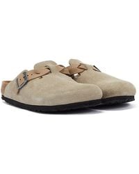 Birkenstock - Boston Braided Taupe Suede Regular Clogs - Lyst