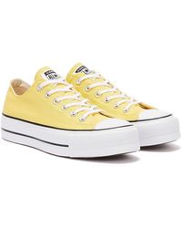 yellow all star clean lift platform trainers