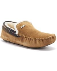 Barbour Suede Moccasin Monty Slippers - Brown