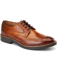 Base London - York Leather Burnt Brogues Shoes - Lyst
