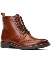Base London - Bristol Leather Burnt Brogues Shoes - Lyst