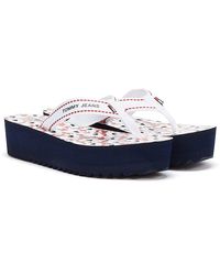 Tommy Hilfiger Tommy Jeans Webbing Wedge Beach Navy Red White Sandals - Blue