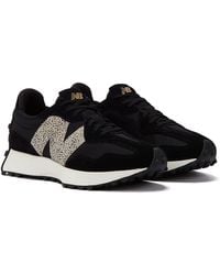 New Balance - Black Leopard White 327 Suede And Mesh Low-top Trainers - Lyst