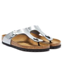 Birkenstock - Gizeh Birko Flor Silberne Sandalen - Lyst