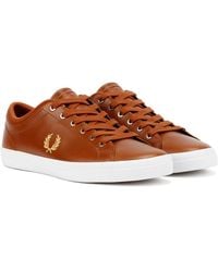 Fred Perry - Baseline Leather Tan/Champagne Sneakers - Lyst