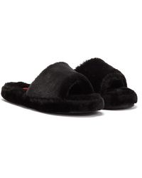 Ralph Lauren Fur Slide Slippers - Black
