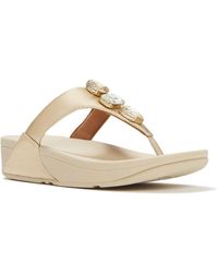 Fitflop - Lulu Ultra-Jewel Toe-Post Polyurethane Platino Sandals - Lyst