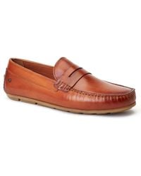 Base London - Collins Driver Leather Burnt Loafers - Lyst