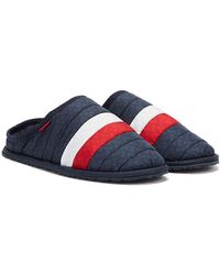 Tommy Hilfiger Corporate Padded Red White Navy Slippers - Blue