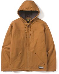 Caterpillar - Hooded Sherpa Lined Fleece Jacket - Lyst