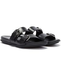 Fitflop Gracie Buckle Leather Slides - Black