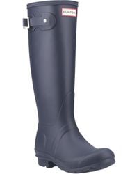 HUNTER - Tall Tartan Back Strap Wellington Boots - Lyst