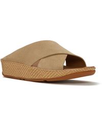 Fitflop - Lulu Lux Graphic-Weave Suede Cappuccino Sandals - Lyst