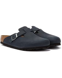 Birkenstock - Boston Oiled Nubuck Nero Pantofole - Lyst