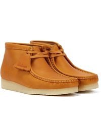 Clarks - Wallabee Mid Tan Leather Men's Boots - Lyst