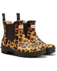 HUNTER - Original Chelsea Rubber Leopard Wellington Boots - Lyst