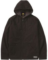 Caterpillar - Hooded Sherpa Lined Fleece Jacket - Lyst