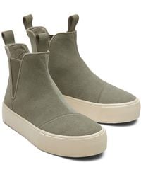 TOMS - Fenix Platform Leather Vetiver Flat Chelsea Boots - Lyst