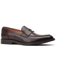 Base London - Kennedy Leather Dark Slip-On Shoes - Lyst