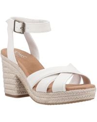 TOMS - Majorca Strappy Leather Light Sand Heels - Lyst