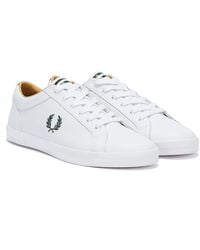 Fred Perry Baseline Leather / Green Trainers - White
