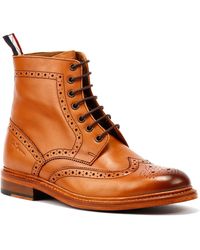 Firetrap Rhino Run Lace Up Rugged Leather Boots in Natural for Men